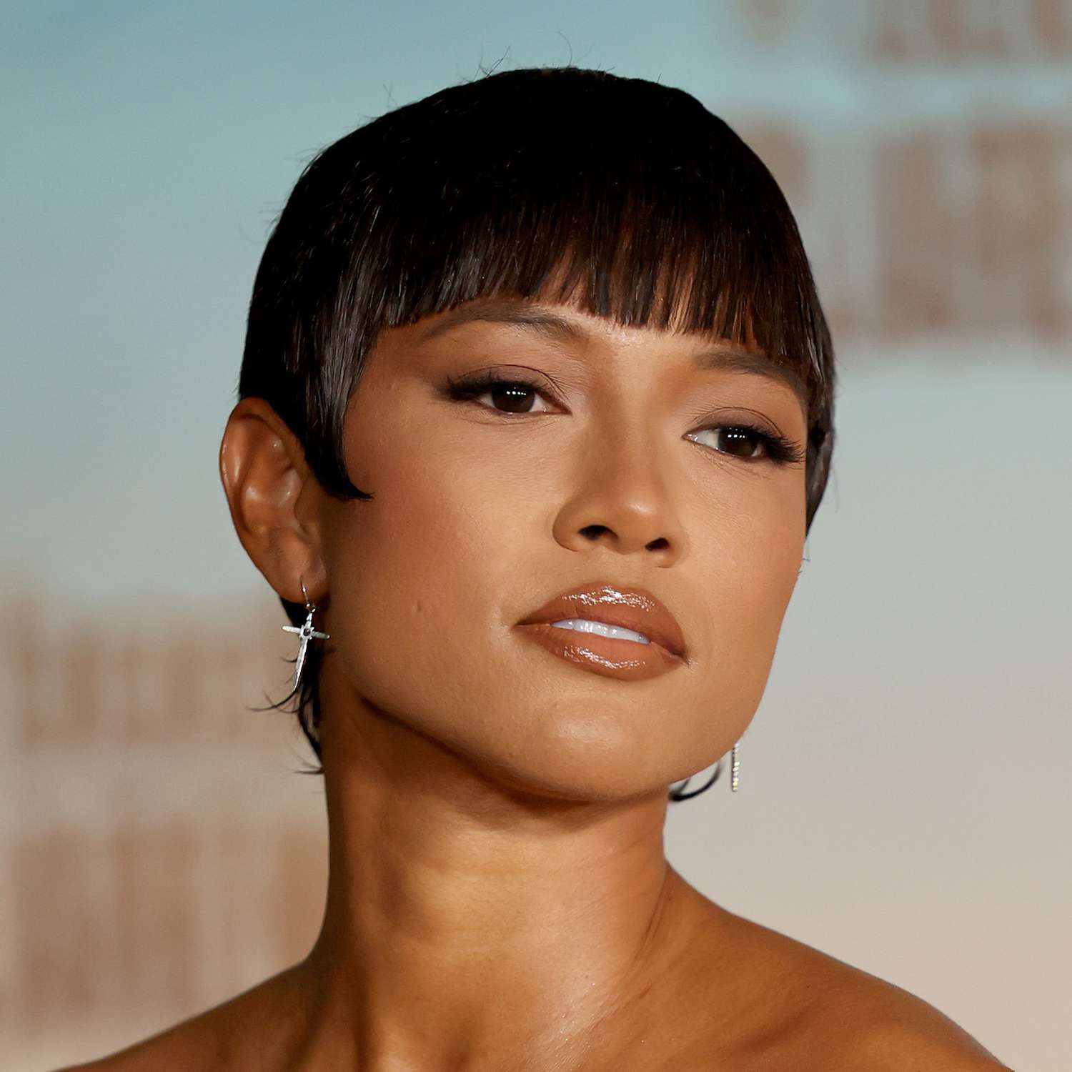 Karrueche Tran attends an event in LA with a sculptural mullet-inspired pixie
